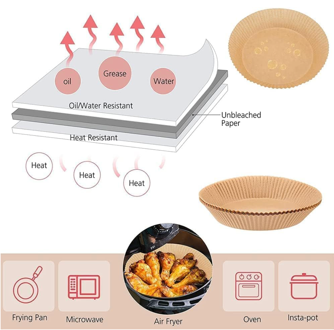 PAPEL DE HORNO PARA FREIDORA DE AIRE 20CM*50PCS