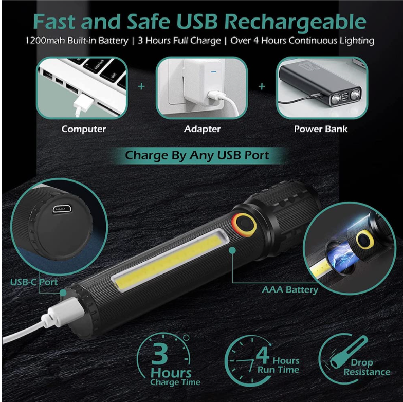 LINTERNAS LED RECARGABLES – 3 MODOS