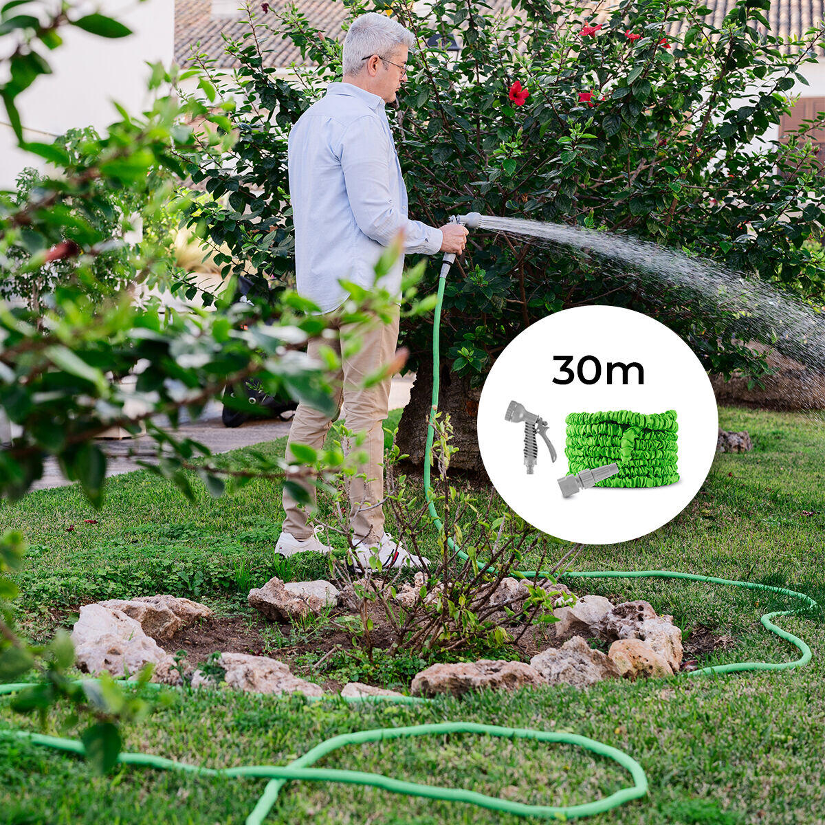 MANGUERA DE JARDÍN EXTENSIBLE – 30 METROS
