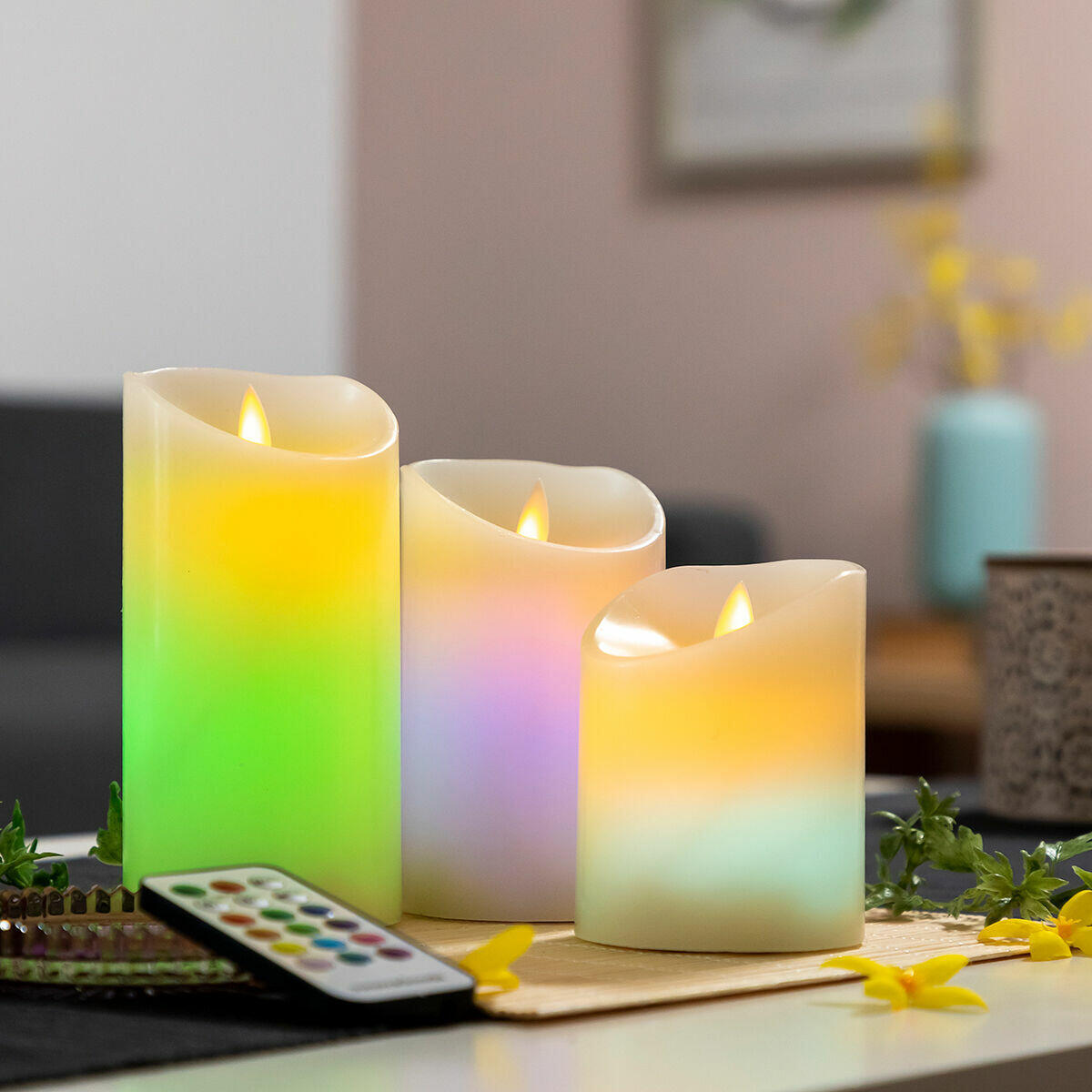 VELAS LED MULTICOLOR 3 UNIDADES