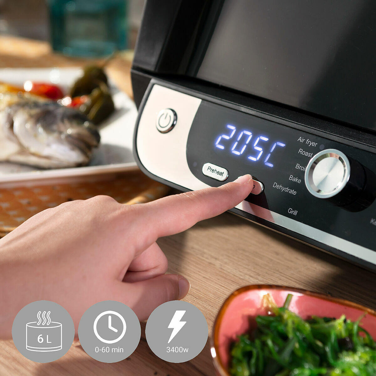 FREIDORA DE AIRE CON GRILL 6L