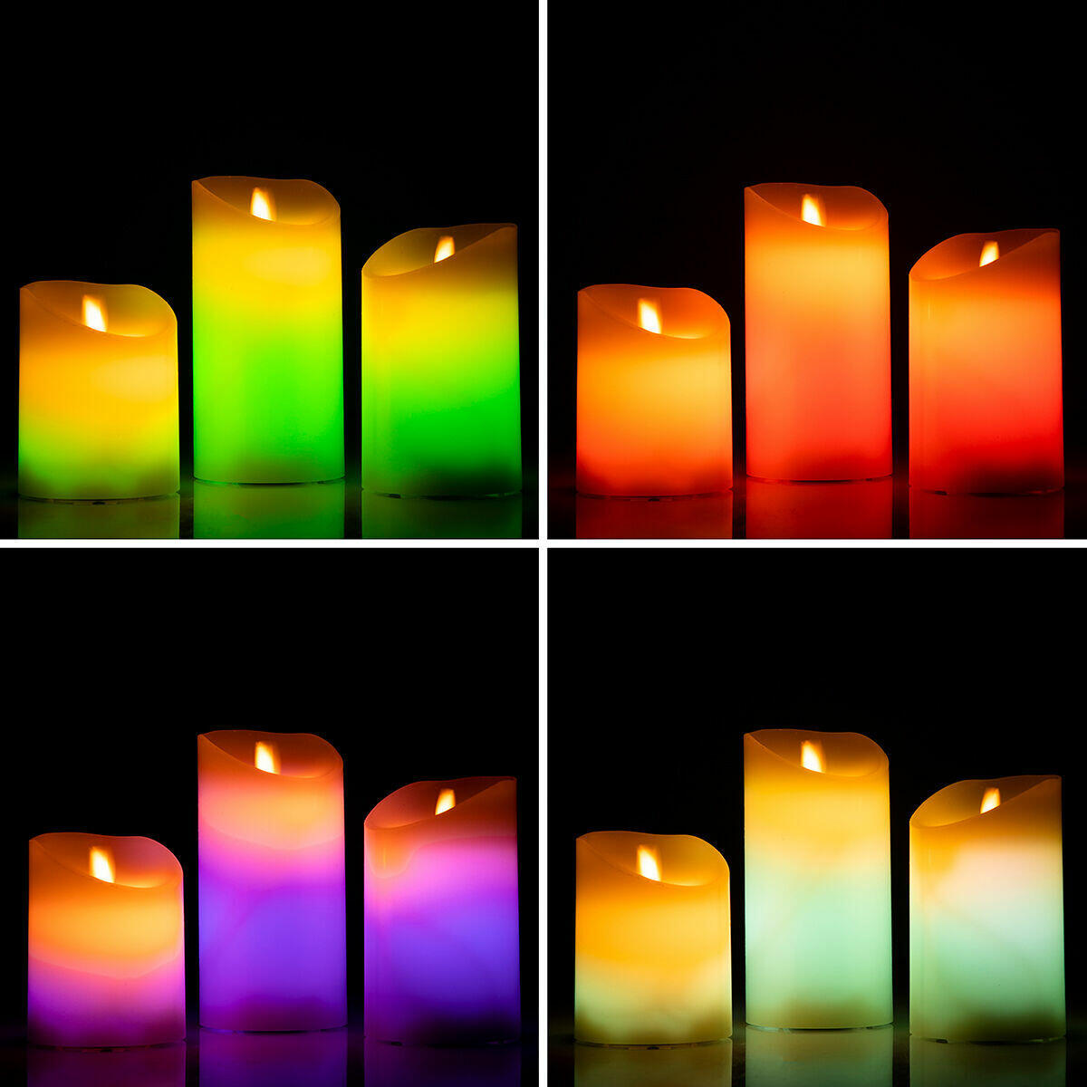 VELAS LED MULTICOLOR 3 UNIDADES