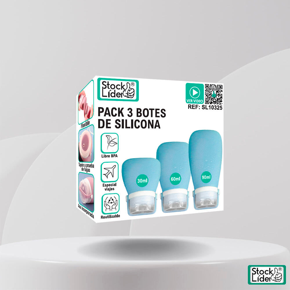 PACK VIAJE 3 BOTES SILICONA