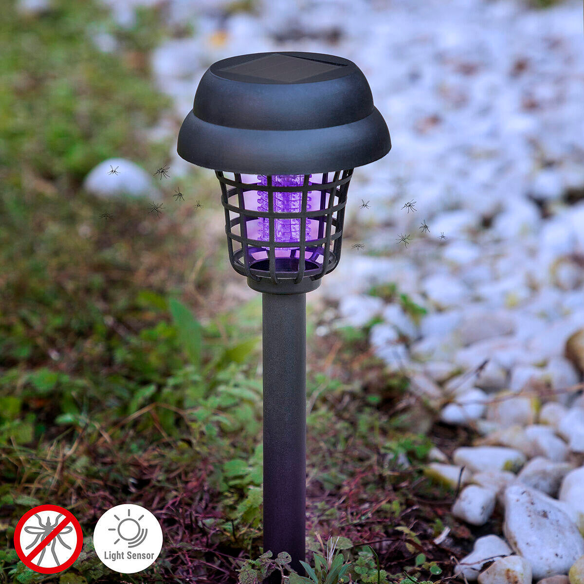 LÁMPARA SOLAR ANTIMOSQUITOS PARA JARDÍN