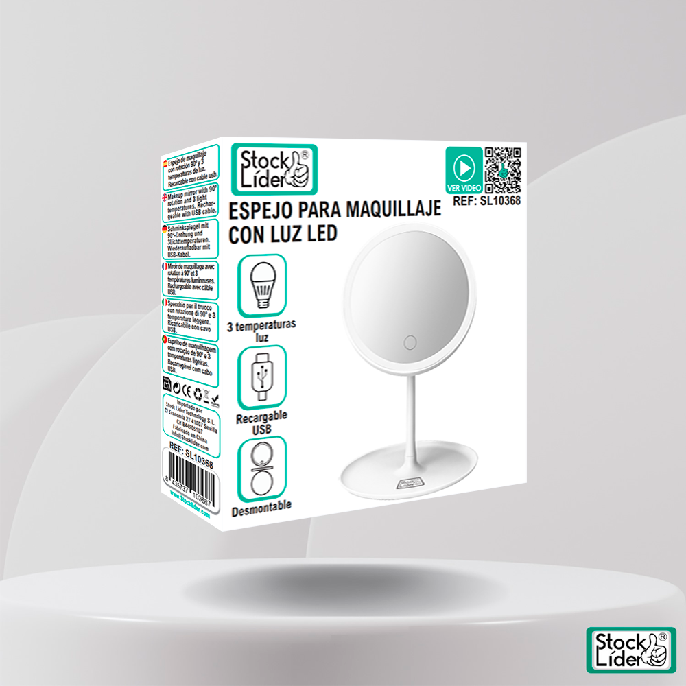 ESPEJO DE MAQUILLAJE CON LUZ LED