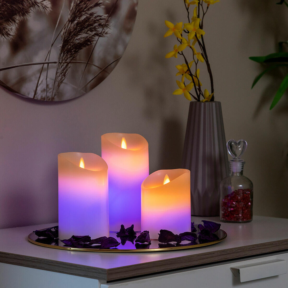 VELAS LED MULTICOLOR 3 UNIDADES